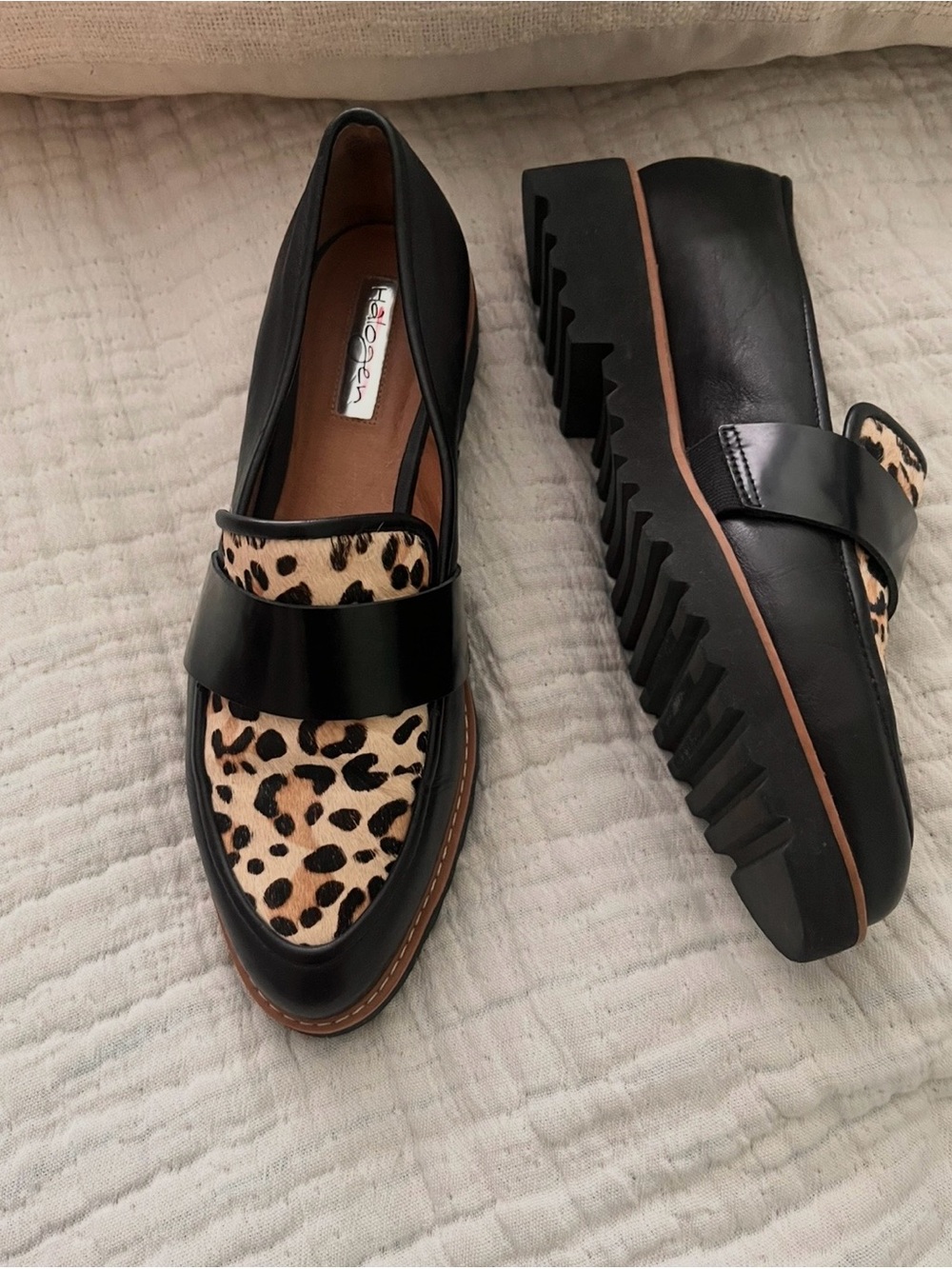 Halogen Black Loafers with Leopard-Print Vamp 7.5M - Picture 3 of 4